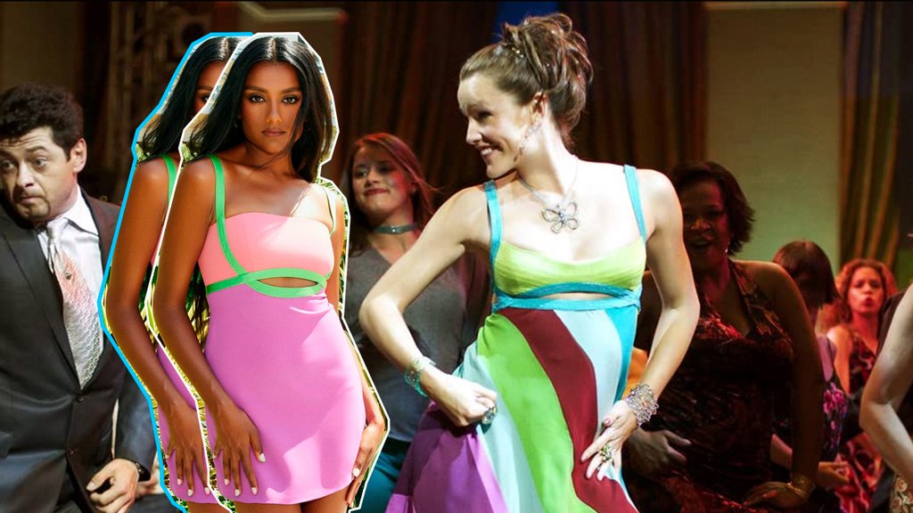 Simone Ashley usa la versión Versace del vestido icónico de Si tuviera 30.
