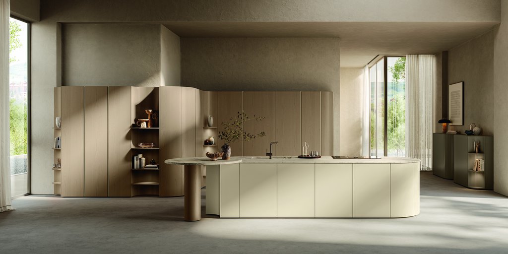 Flair, la colección de Scavolini que le devolvió las curvas a la cocina